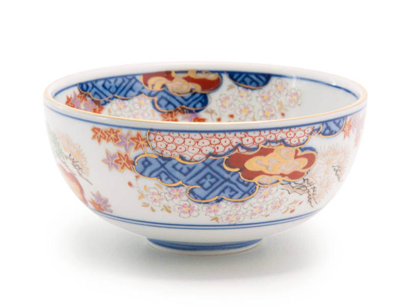 Arita-yaki tea cup, shunjû-mon, Kisen kiln, 140ml Arita-yaki tea cup, shunjû-mon, Kisen kiln, 140ml