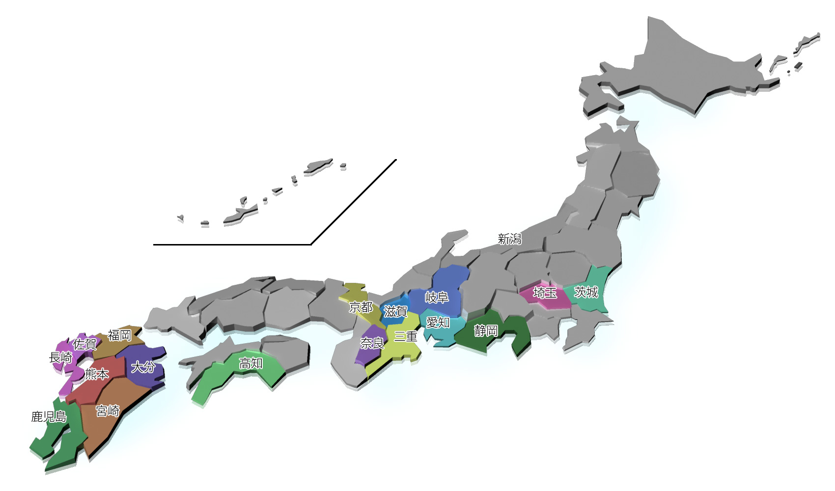 日本のお茶生産地域の地図